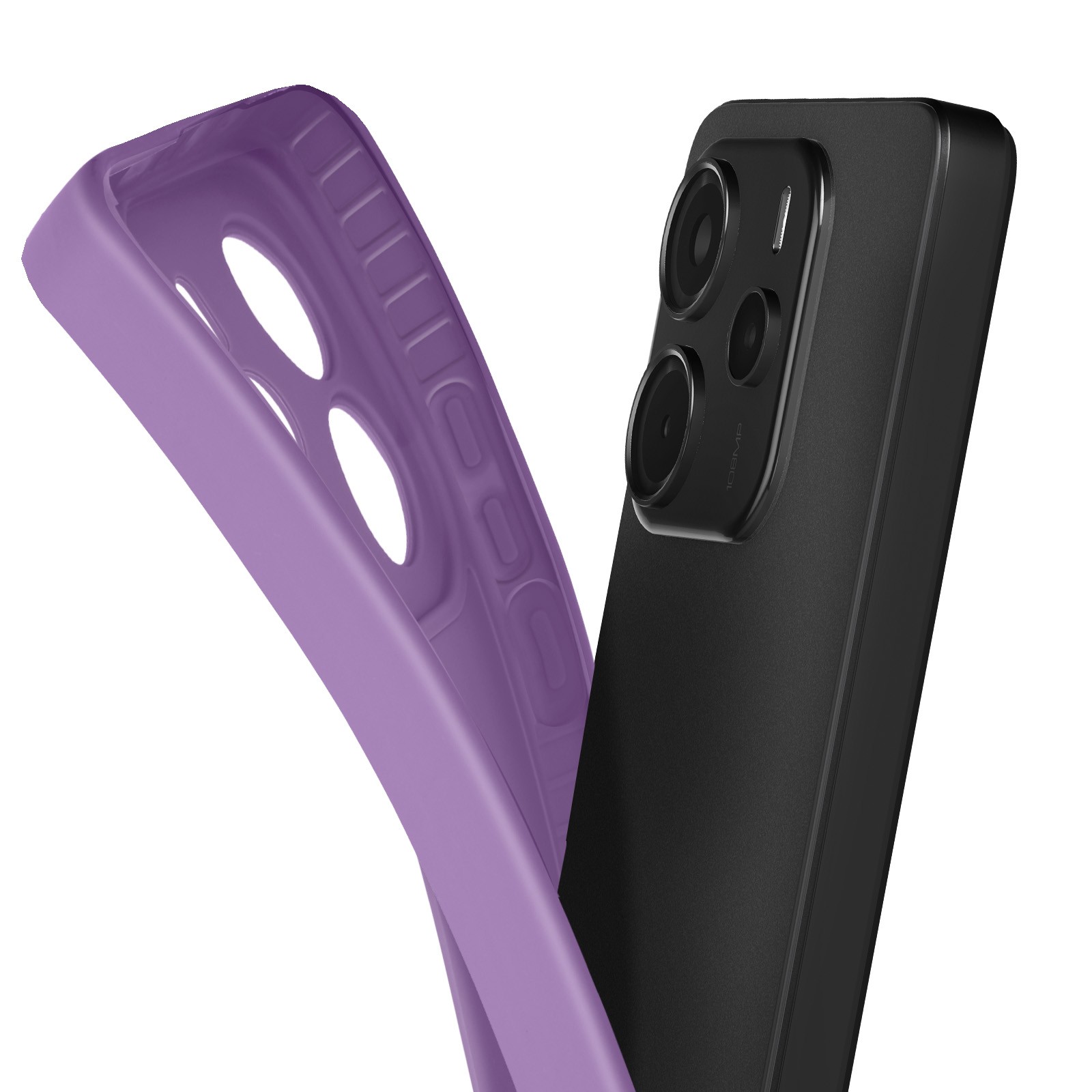 Coque silicone violette pour Redmi Note 14 4G Avizar avec protection de caméra