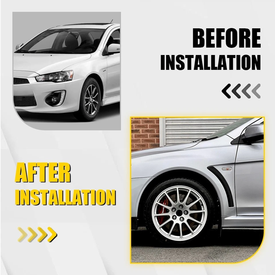 Cubierta de ventilación de guardabarros delantero efecto negro brillante para Mitsubishi Lancer 02-16 2-20X Foto 4 de 4