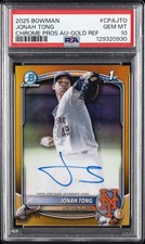 2025 BOWMAN CHROME PRSPCT AUTOS GOLD REFRACTOR #CPAJTO JONAH TONG 24/50 PSA 10