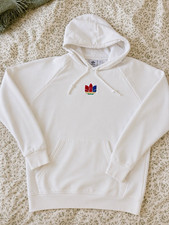 Adidas Originals Trefoil Hoodie White Multicolor Embroidered Logo Pullover XL