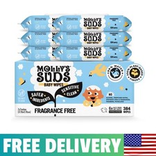 Sensitive Clean Baby Wipes 99 Water, Plant-Based, Fragrance Free 384 Total