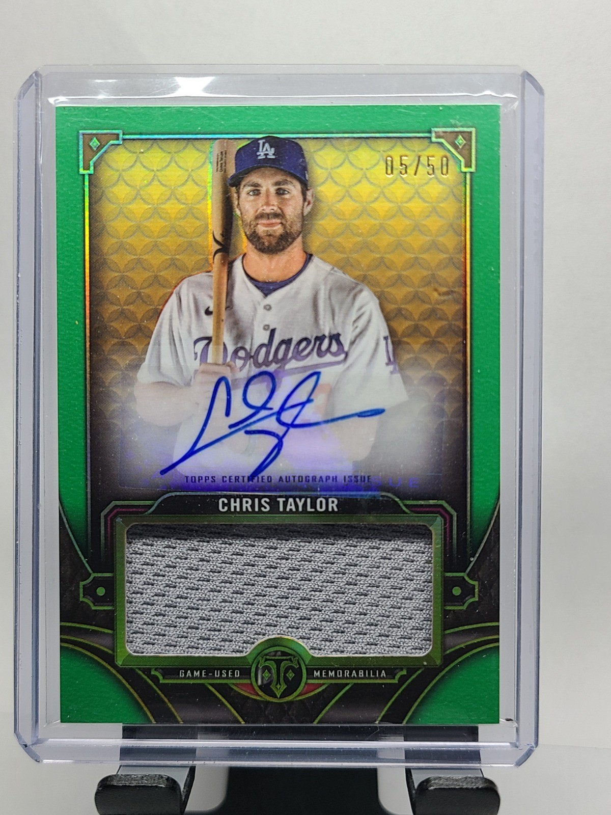 Chris Taylor Topps Triple Threads Auto Single Jumbo Relic Emerald ASJR-CT /50