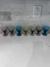 Colored Glass Giblets Set of 7 Vintage Red, Green, Blue, Yellow