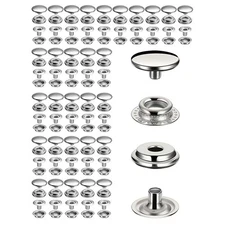240-Piece 15mm SS Snap Fasteners Kit, Heavy Duty, Press Studs, Jeans, Leather