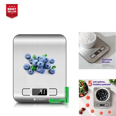 Etekcity Digital Kitchen Scale - Stainless Steel, LCD Display, 11 lb Capacity