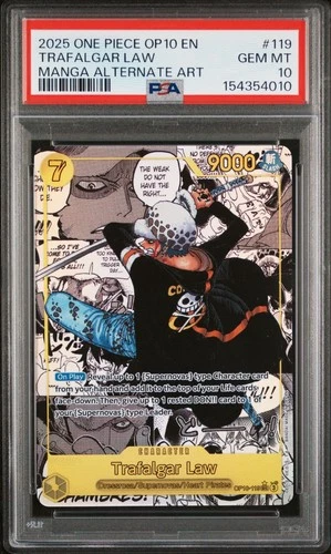 2025 One Piece Royal Blood Trafalgar Law Manga Rare OP10-119 PSA 10