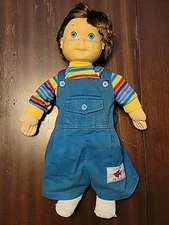 Vintage 1985 MY BUDDY Doll Hasbro Blue Eyes Brown Hair. Blue Overalls Rainbow Sh
