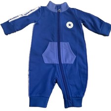 Converse Newborn Blue Zip One Piece Tracksuit Romper All Star NWOT