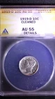 1919-D MERCURY DIME 10C , ANACS AU 55