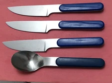 Dansk SUMMER HOUSE NAVY BLUE Stainless 1 Soup Spoon / 3 Serrated Knives (Japan)