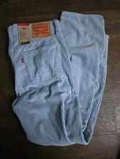 Levi's 514 Pants Mens 32x32 Straight Fit Corduroy Baby Blue 100% Cotton Skater