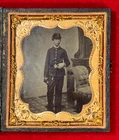 RARE CIVIL WAR BOY SOLDIER POSING IN UNION UNIFORM / TINTYPE / GREAT COND