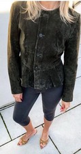 Zara 100% LEATHER JACKET WITH EVASE HEM SIZE L