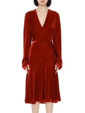 Stella McCartney Velvet Dress IT44 Bordeaux Silk V Neck