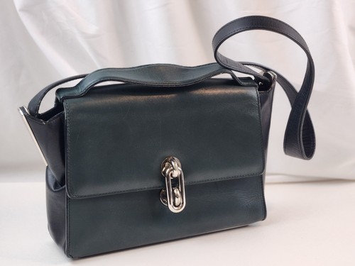 Authentic Balenciaga Shoulder Bag Hand Calf Black Green Mailon 2WAY Calf Satchel