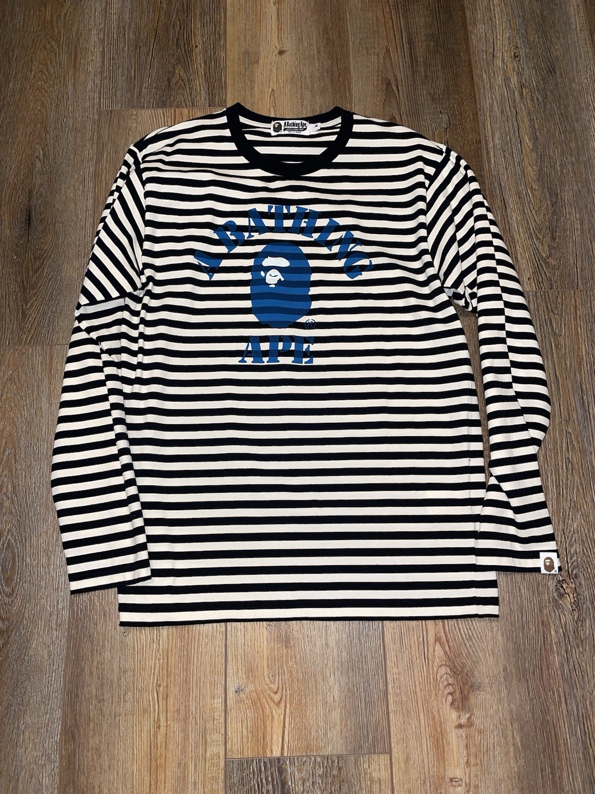 A Bathing Ape “ BAPE “ Discharge College Hoop Longe Sleeve Shirt Mens