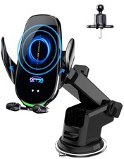 Wireless Car Charger Mount, Fast Charging Auto Clamping 15W Intelligent Dual ...