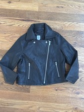 Baby Gap Moto Jacket SZ 4 Black Silver Zippers  Vegan Lined