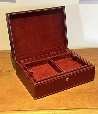 Vintage Mid 20th Century Italian Made Red Moroccan Leather Jewlery Box