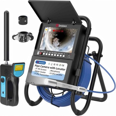 9'' Color Screen Sewer Camera 50M/165FT Drain Pipe Borescope w/ 512Hz Transmitter