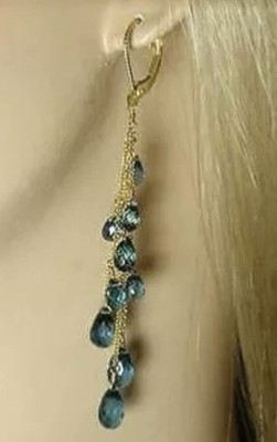 London Blautopas Gold Ohrringe 14k Gelbgold Leverback Briolette Tropfen Ketten