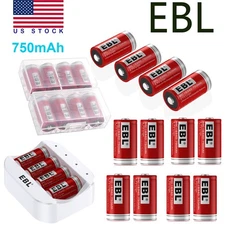 EBL 3.7V CR123A 16340 Rechargeable Lithium Batteries /Li-ion Battery Charger LOT