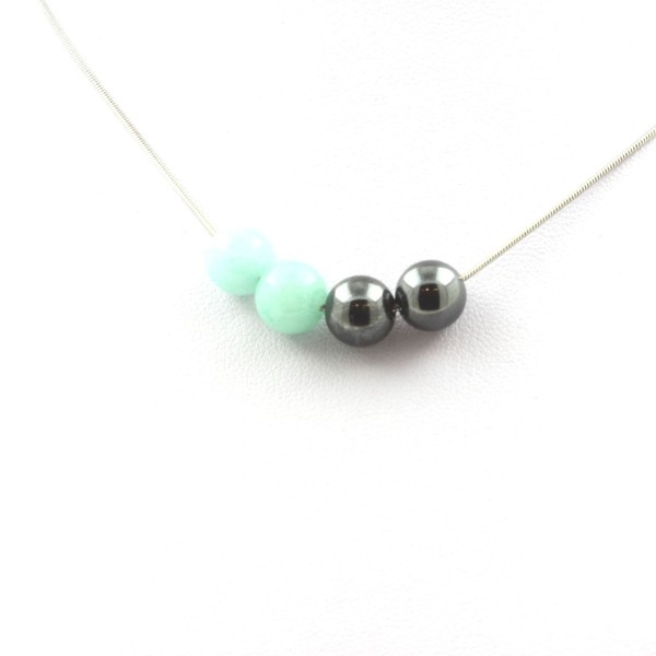 A Bijoux Collier Perlen Amazonit + HäMatit 8 Mm Kette-image