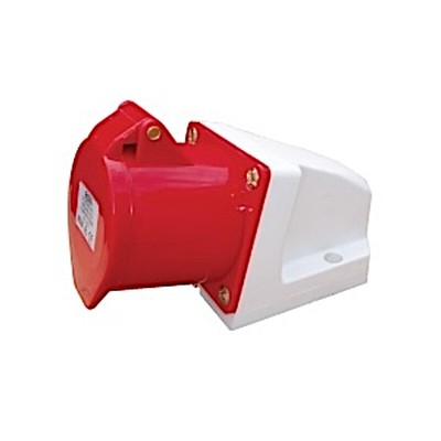 32A 5 Pin 415V 3P+N+E RED Angled Wall Socket 3 Phase Industrial Female ...