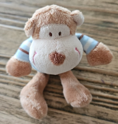 TOMMEE TIPPEE Beige Blue Monkey Rattle 18cm Baby Sensory Play Toy