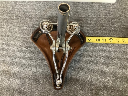 Vintage Leder Brooks Fahrradsattel B66 B66S Sitz alte Federn mit Stütze GT - Bild 3 von 12