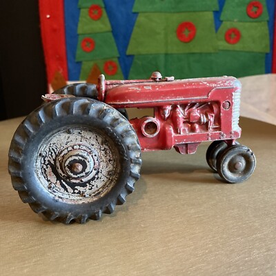Vintage Slik Toy Red Metal Farmall Tractor Collectible