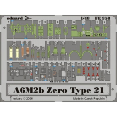 MW22 EDUARD FE358 A6M2B ZERO TYPE 21 1/48 ZOOM SET for HASEGAWA