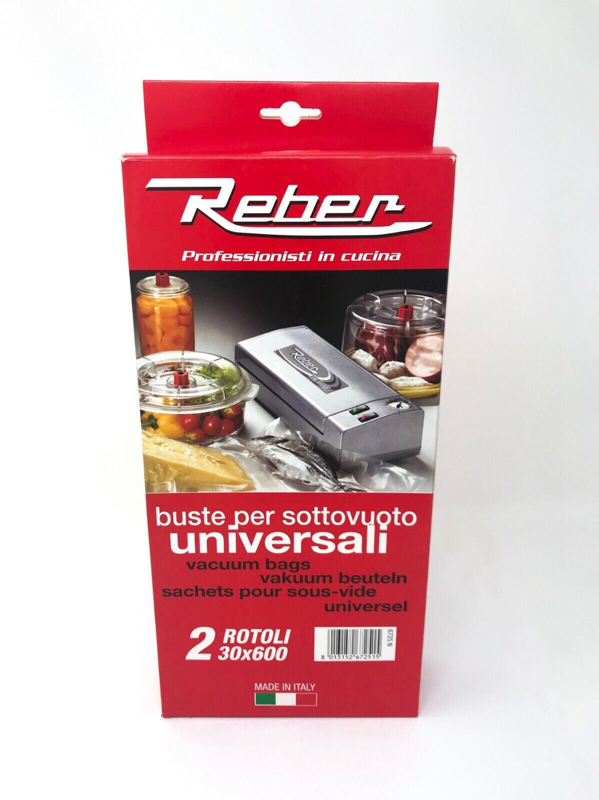 REBER Sacchetti sottovuoto goffrati per alimenti 20X600cm buste e rotoli