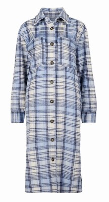 Witchery Wool Blend Check Longline Shacket Duck Egg Blue Size