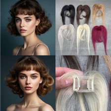 Clip In 100 Remy Air Thick Fringe Bangs Human Hair Extensions Hairpiece Topper