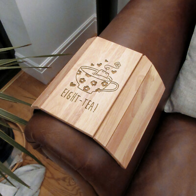 Flexibles Holz Sofa Snack Tablett ACHT-TEE Design 80. Geburtstag Geschenk Mama, Oma