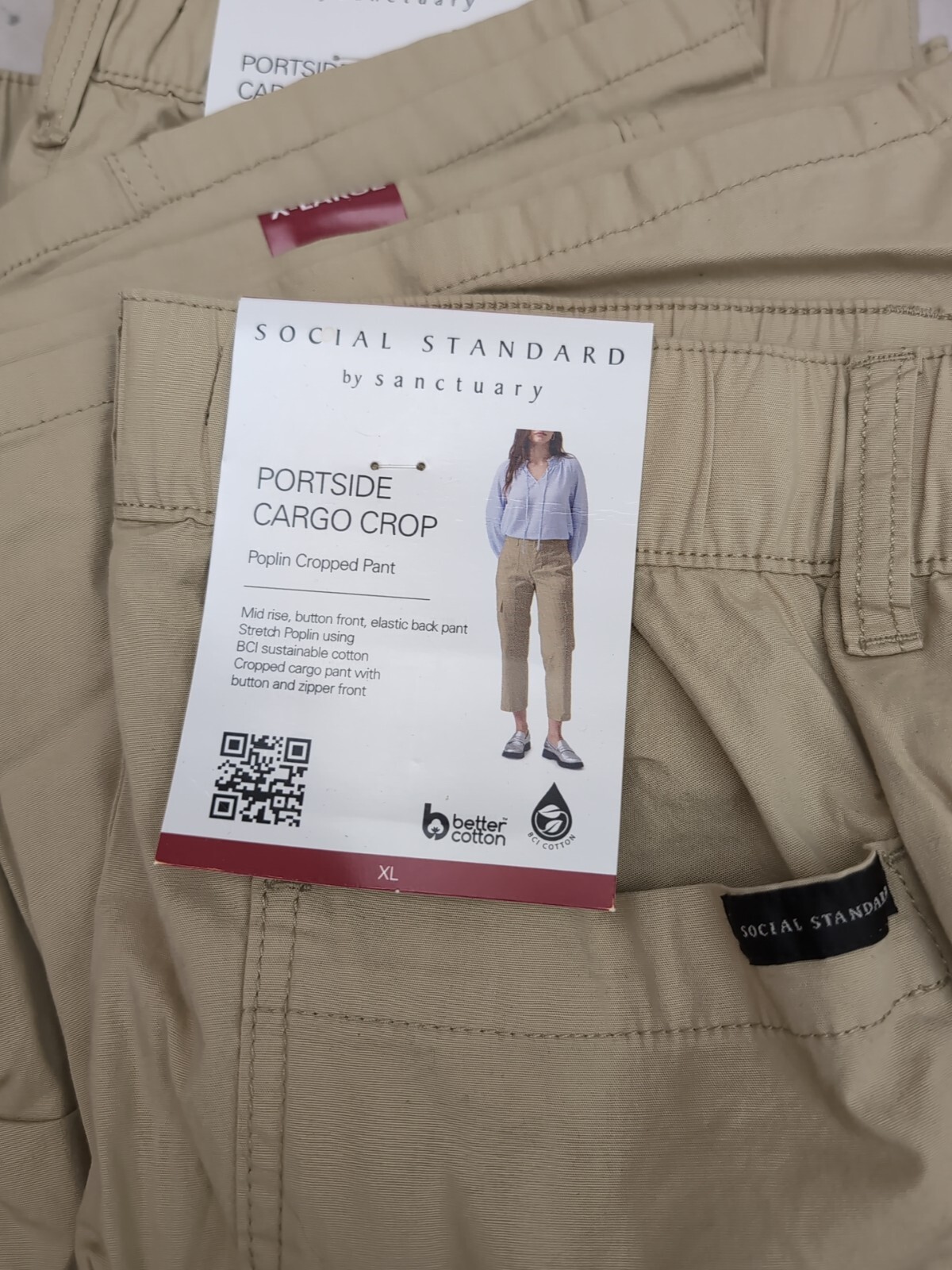 Social Standard by Sanctuary WMNS Portside Cargo Crop Pant Size XL Natural AM25