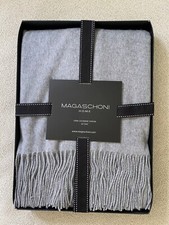 NEW MAGASCHONI HOME 100 CASHMERE THROW BLANKET 50"x60" FLANNEL HEATHR GREY 298