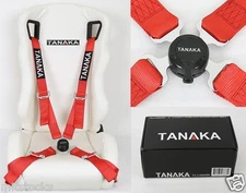 TANAKA RED 4 POINT CAMLOCK QUICK RELEASE RACING SEAT BELT HARNESS FIT CHEVY -