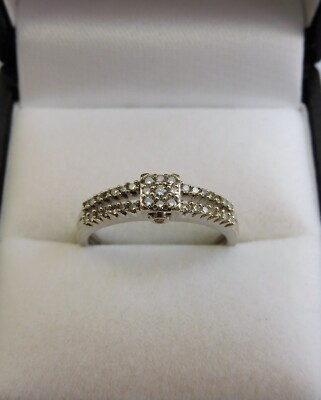 CHRISTOPHER JAMES RING 9 KT WEISSGOLD 0,20 KT DIAMANT STEINE IN DER SEITE 2,5 g GRÖSSE N