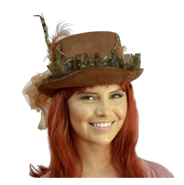 Deluxe Brown Steampunk Top Hat 