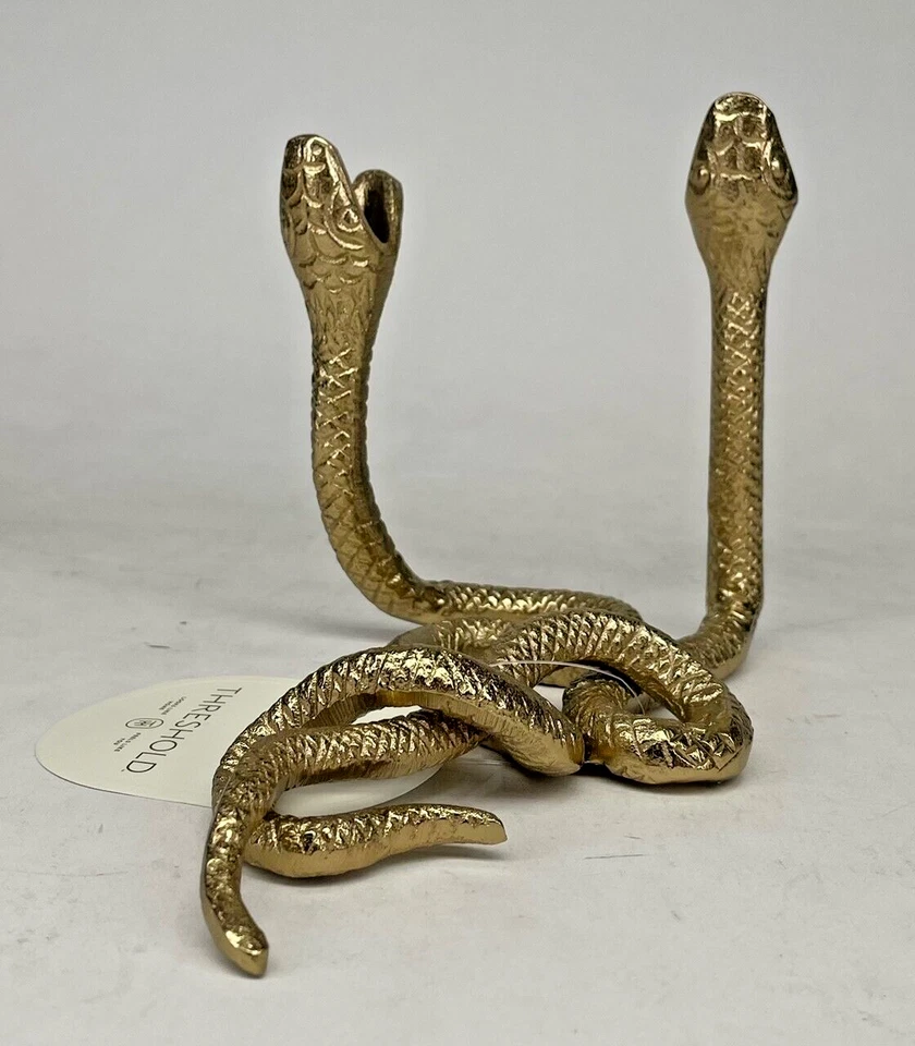 NEW! Threshold Brass Style Gold Aluminum Double Snake Taper Candle Stick Holders - Image 4 of 4