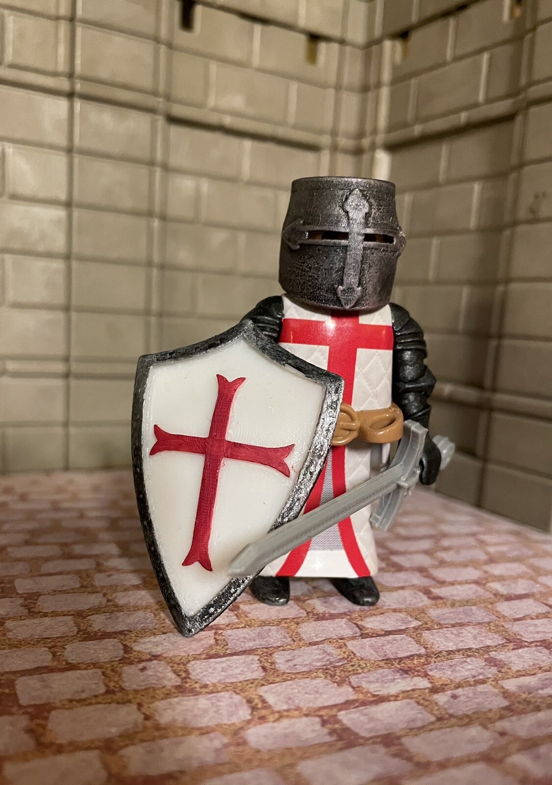 Playmobil Chevalier Templier Custom - Figurine Templar Crusader Knight Unique, Collection Médiévale