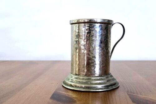 Retro Mexico Plateado Silver Plated Hammered Signed Pewter Beer Glass Shot Cup