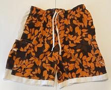 Mossimo Swim Trunks Men's Orange Brown Large Mesh Lined Drawstring Elastic Waist
