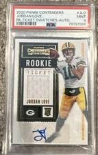 2020 Panini Contenders Jordan Love  Rookie Ticket Swatch Auto Psa 9