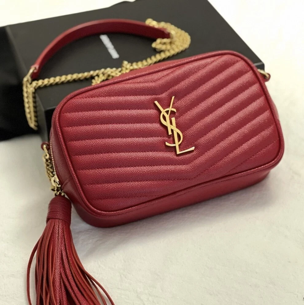 Yves Saint Laurent bag in red leather crocodile style | Drouot.com