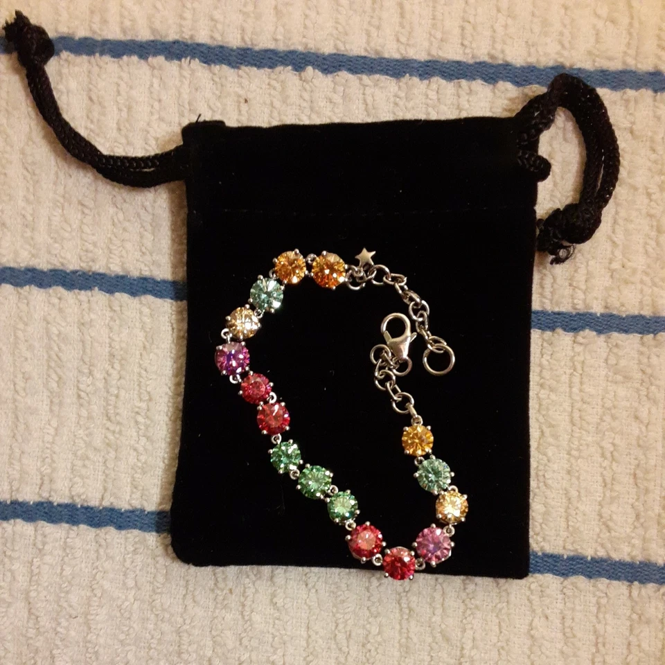 Bracelet 8" Sterling Silver Made With Multi-Color Zirconia From Swarovski (362) - Image 3 of 4