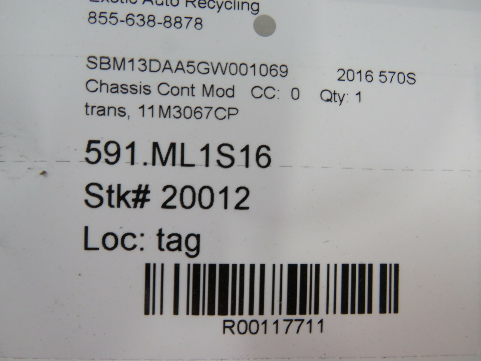 McLaren 570S, Transmission ECU Module, Used, P/N 11M3067CP