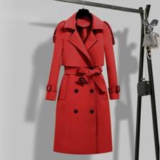 Women Windbreaker Long Trench Coat Spring Autumn Slim Waist Outwear Overcoat